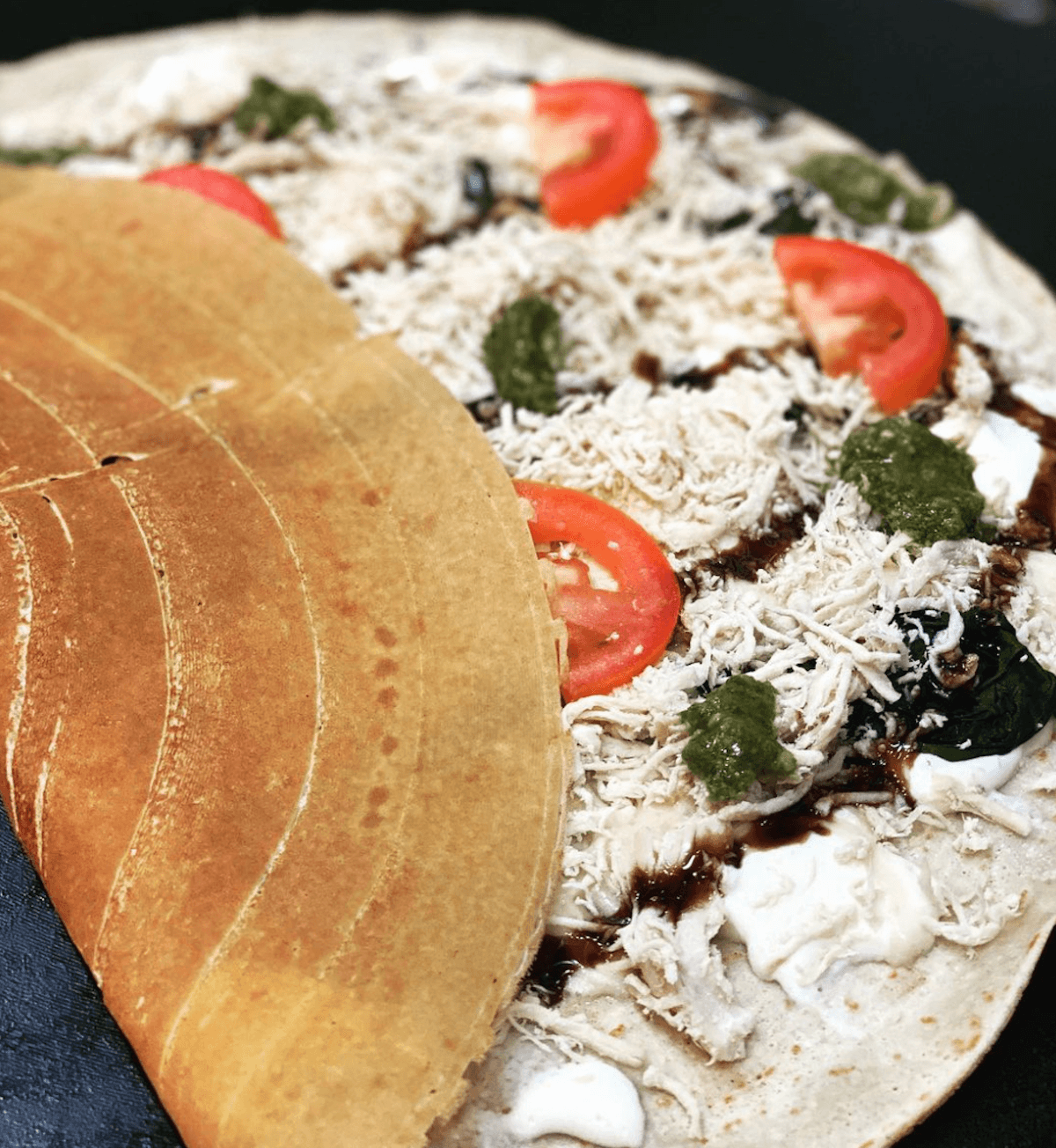 Sofra's chicken pesto crepe.