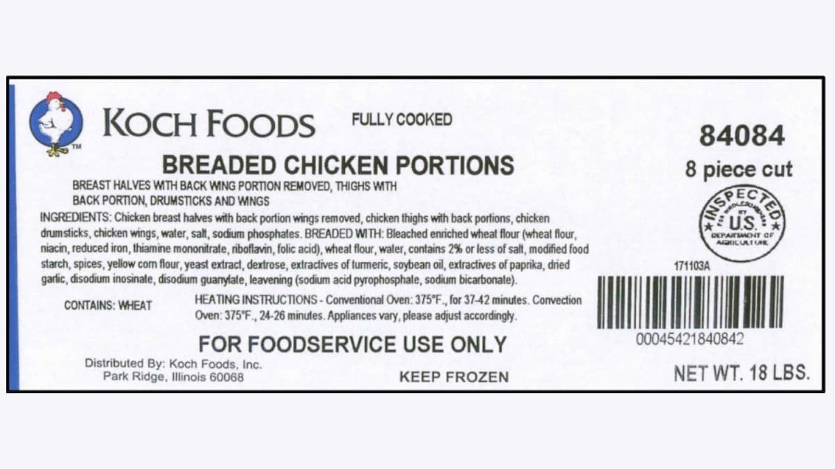 Suzanna’s Kitchen has recalled certain fully cooked breaded chicken products after discovering misbranding issues, according to the USDA.