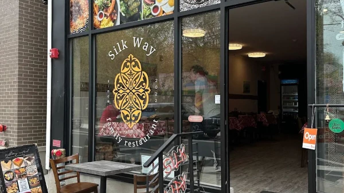 Entrance of Silk Way restaurant in Philadelphia (Google Photos by Kulzhiyan Kenesovna Baldwin)