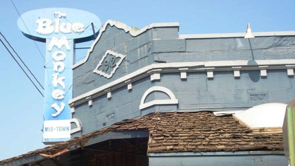 Outside the Blue Monkey restaurant in Midtown Memphis