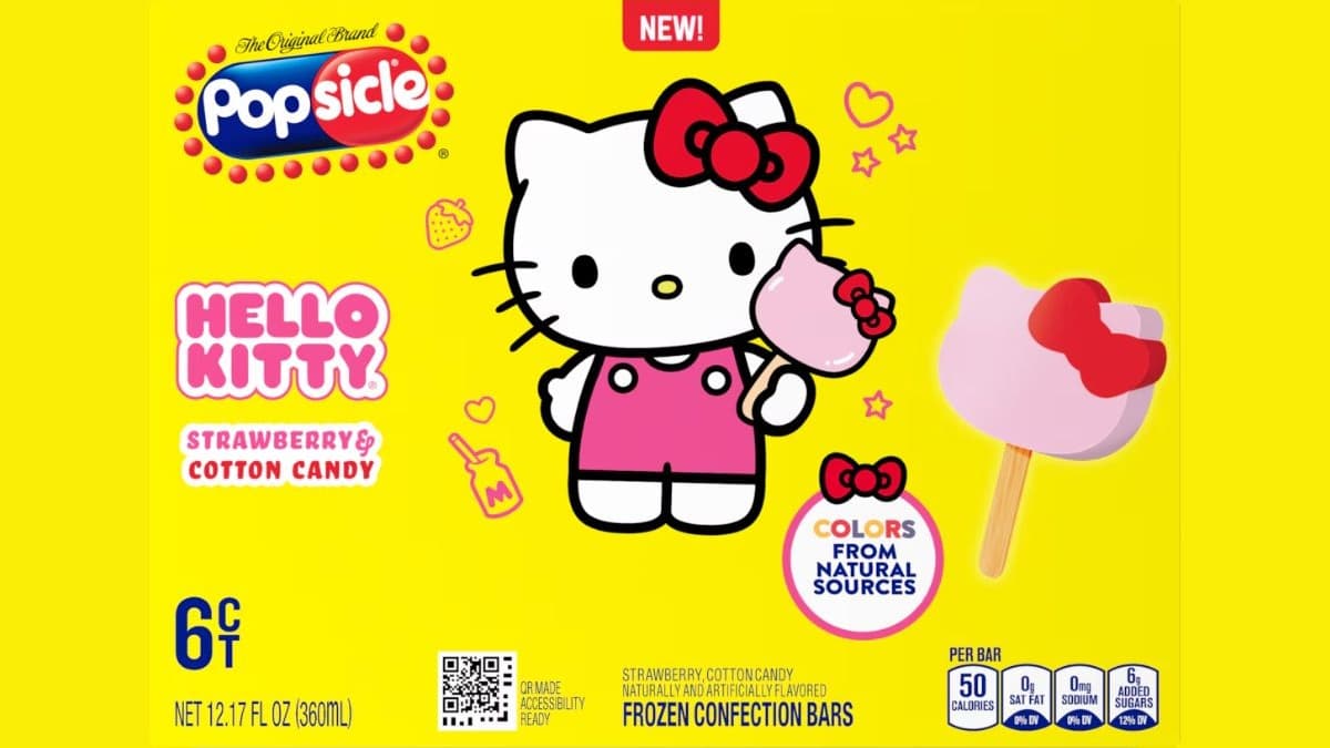 Popsicle continues its trend of aesthetically pleasing ice cream bars with the Hello Kitty Frozen Confection Bar, soon to be available at retail stores.