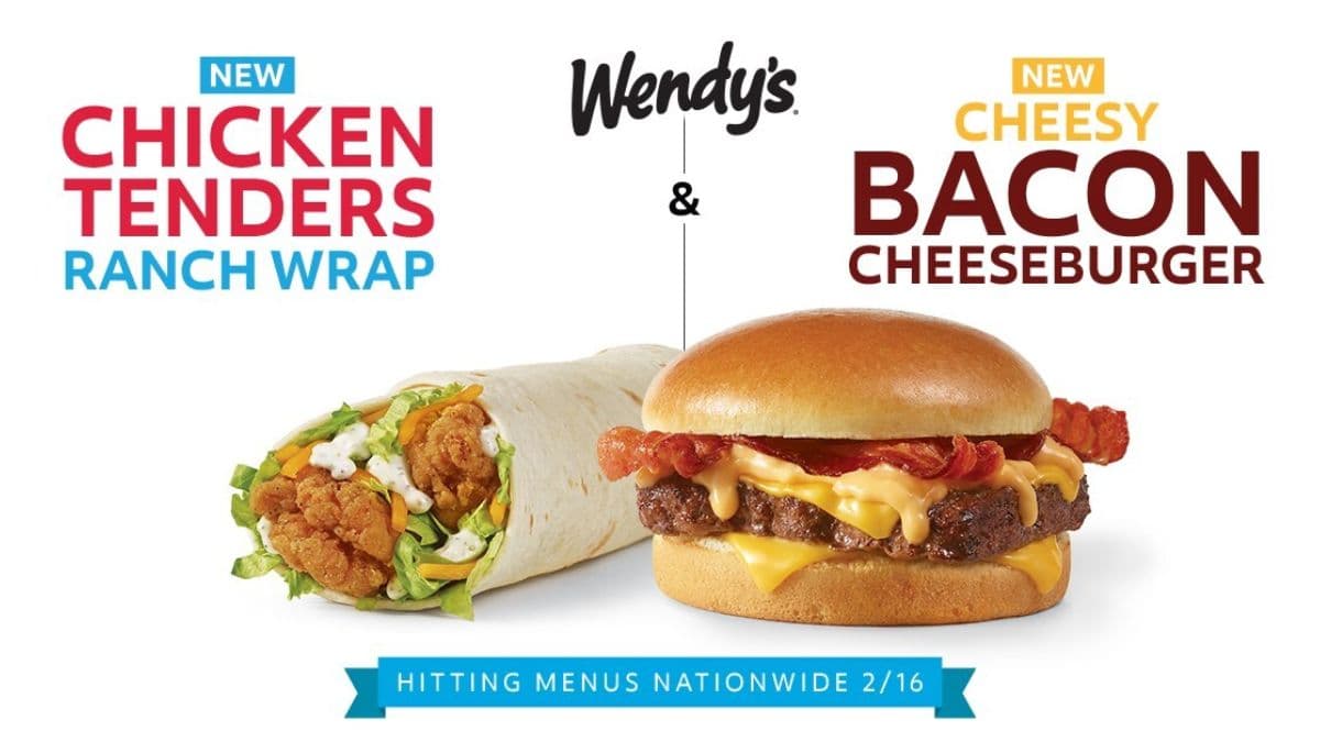 Wendy's Cheesy Bacon Cheeseburger and the Chicken Tenders Ranch Wrap image